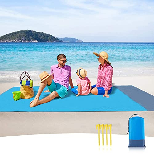 Sendowtek Tapis de Plage Imperméable Natte Plastique Grande 210 x 200 cm 4 Coins de Fixation Tapis Couverture de Plage pour Pique-Nique Voyage Camping Randonnée Vacances