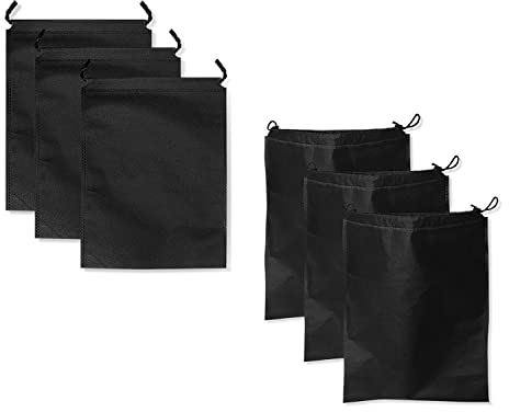 Schuhbeutel für Reise, 6 Stück, staubdichte Schuhtasche, Aufbewahrungstasche für mittelgroße Schuhe, staubdichte Vlies-Schuhaufbewahrungstasche mit Kordelzug, Schwarz, Schuhbeutel