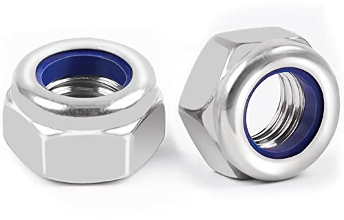 DIN985 10 tuercas hexagonales M10, tuercas de seguridad Leryati de acero inoxidable estándar A2 V2A M10, tuercas autoblocantes, tuercas de bloqueo, tuercas hexagonales de acero inoxidable, tuercas de