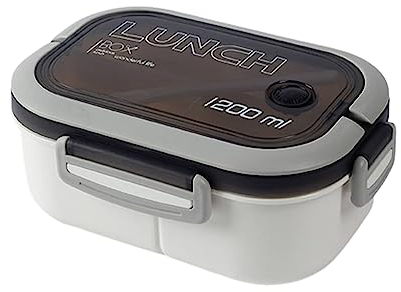 COSPIZO Lunchbox, 1200 ml, auslaufsichere Bento-Lunchbox, 3-in-1-Fach, wiederverwendbare Bento-Lunchbox, Mahlzeiten-Vorbereitungsbehälter für Kinder und Erwachsene (weiß)