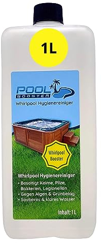 POOL BOOSTER Whirlpool Booster 1 L I Wasserpflege für Whirlpool I Pool Reiniger für klares Wasser I Whirlpool Pflege gegen Algen & Bakterien I für Dauer- & Schockchlorung geeignet