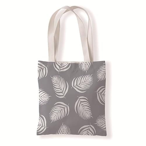 Tote Bag Hojas De Palma Gris Bolsa de Tela Algodón y Cáñamo Bolsas de Tela para Pintar Gran Capacidad Bolsa Tela Plegable Bolso Tela Duradero Totebag Reutilizable Bolsos de Tela 30x40cm/2 Pcs