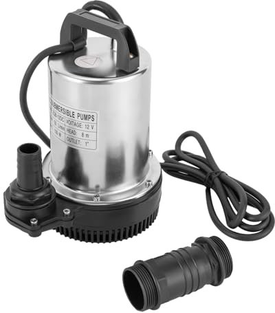 Pompe submersible en acier inoxydable 160 W 12 V 6000 lh Pompe à eau submersible Pompe à eau haute pression pour élevage de poissons Pompe pour eaux usées, pompe de jardin, hauteur de refoulement
