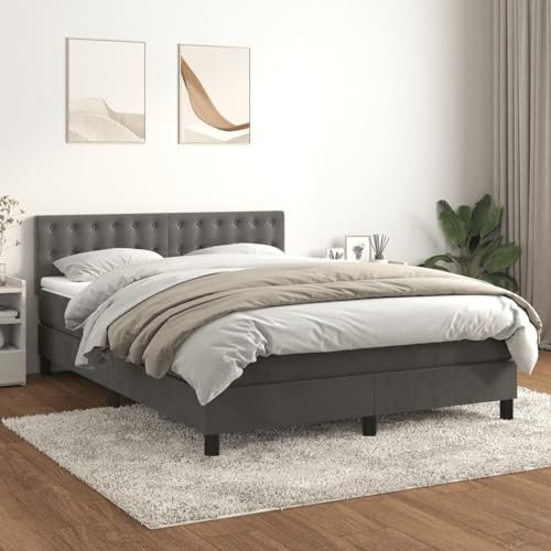 Sufrk Boxspringbett mit Matratze Dunkelgrau 140x200 cm Bett Mit Matratze Boxspringbett Matratze Betten Boxspringbett Samt - 3141546