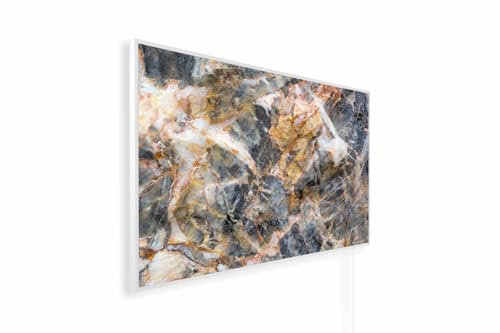 Könighaus pannello riscaldante a infrarossi - 600 Watt | 5 anni di garanzia | Doppia protezione surriscaldamento | Corpo ultrapiatto per 8-16 m² | Colore cornice: bianco | Motivo: 08. Pietra naturale