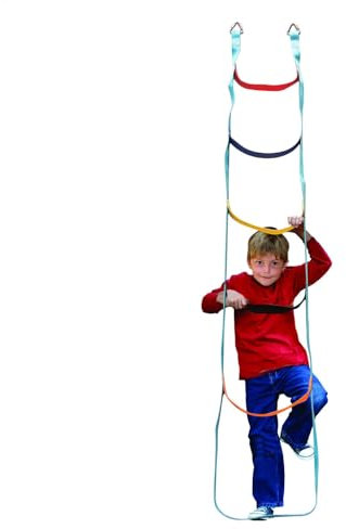 Échelle en tricot - Boucles en acier inoxydable - Échelle de corde - Sangle colorée - Échelle d'escalade pour parcours d'obstacles - Balançoire pour l'aire de jeux dans la cour