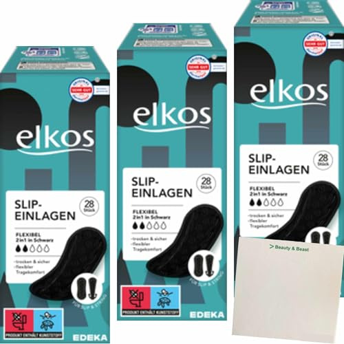 usy Elkos Lot de 3 packs de 28 protège-slips flexibles 2 en 1 avec bloc usy Noir