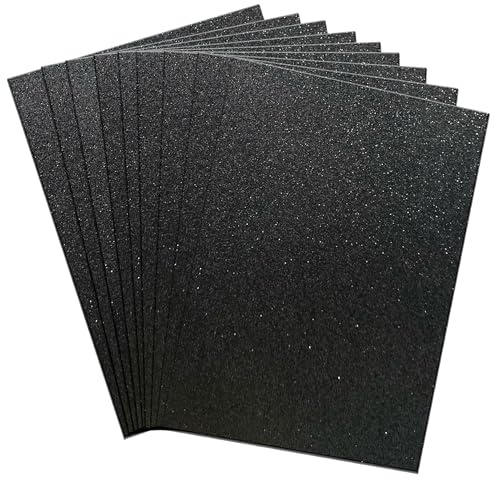 KreateSquare Glitter Cardstock A4 Glitter Paper 300 GSM Craft Paper for Cricut, Scrapbooking, Birthday Decor, DIY Crafts, Colored Sparkle Shiny Cards for Arts & Crafts – 10 Pack (Black)