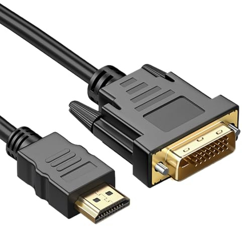 2m HDMI to DVI Cable, Bi Directional DVI 24+1 Male to HDMI Male High Speed Adapter for 1080P Full HD Resolution, Ideal for Laptop, Desktop, Monitor, Projector, HDTV, Aluminum Shielding