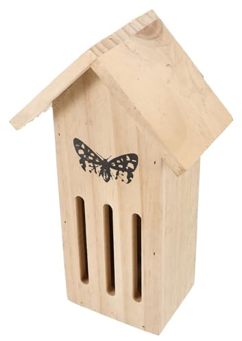 Hohopeti Casa de Mariposas de Madera para Jardín Exterior Refugio y Comedero Colgante Natural para Hábitat de Mariposas al Aire Decoración de Jardín con Diseño Elegante y Funcional