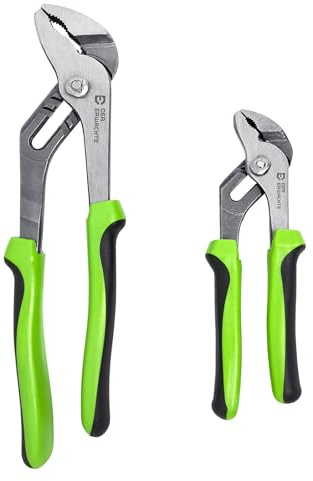 Der Erwachte 2-Piece Adjustable Water Pump Pliers Set, Green & Black Handle, 10-Inch and 6-Inch Groove Joint Pliers, Multi-Purpose Grip for Square Round Hex Nuts