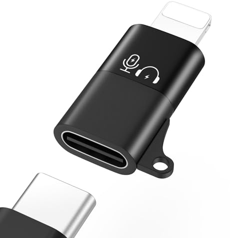 MoKo Adaptador para dji Mic Mini de USB C a Lighting, Adaptador Audio Lightning a Tipo C para iPhone 14/13/12/11/Receptor de Micrófono Inalámbrico, Soporta Carga - 1 Pieza, Negro