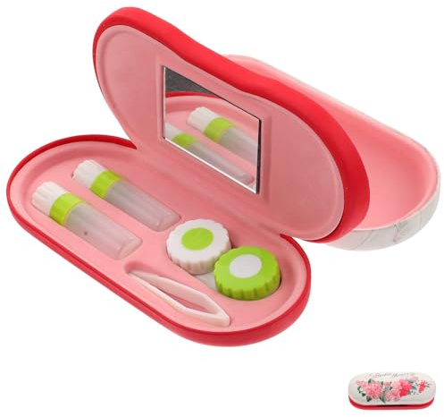 SOLUSTRE Custodia Rosso Tessuto Occhiali Doppia e in per Morbido Pu Portatile e Salvaspazio, Design Due Colore per Viaggio e Esterno