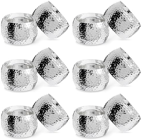 Set of 12 Silver Napkin Rings Set for Weddings, Home and Parties