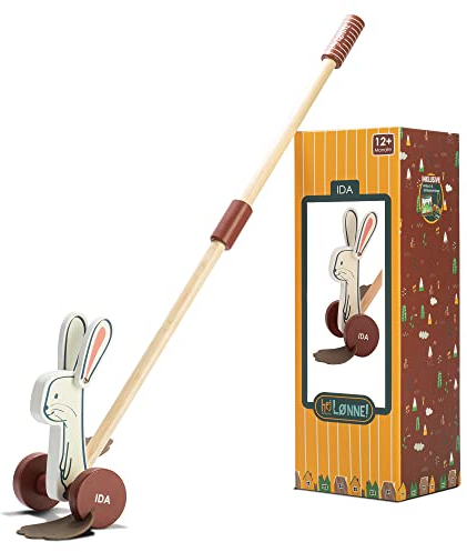 HEJ LØNNE IDA Schiebefigur Holz - Kinder Schiebespielzeug - Lauflernspielzeug zur Förderung der Motorik - Schiebetiere ab 1 Jahr - Kinder Spielzeug - Laufspielzeug