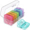 WELLGRO Tablettenbox für 7 Tage - Pillendose je 2 Fächer pro Tag - Klappdeckel mit Druckverschluss - Aufbewahrungsbox - BPA-freier Kunststoff, Farbe:Transparent