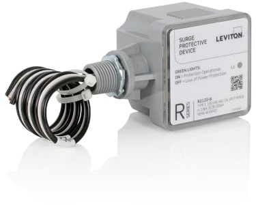 Leviton Type 1 Surge Protective Panel, Residential Home Surge Protection, 120/240 VAC, Split Phase, 36kA per Phase, R2120-B SPD