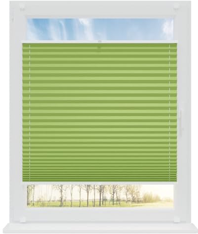 RENA Plissee ohne Bohren Rollos für Fenster | Faltrollos für Fenster & Tür | Plisseerollo nach Maß Verdunkelung | Fenster Rollos für Innen | Jalousie Limette 85x200 cm