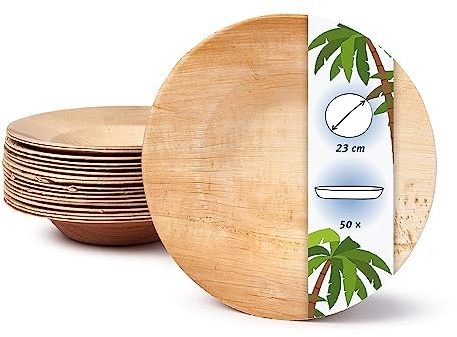 onlyleaf Palmware Zuppiera profonda monouso di alta qualità I circa 23cm 50 pezzi Snackchale in Foglia di Palma, Piatti di Pasta stoviglie monouso compostabile ed biodegradabile