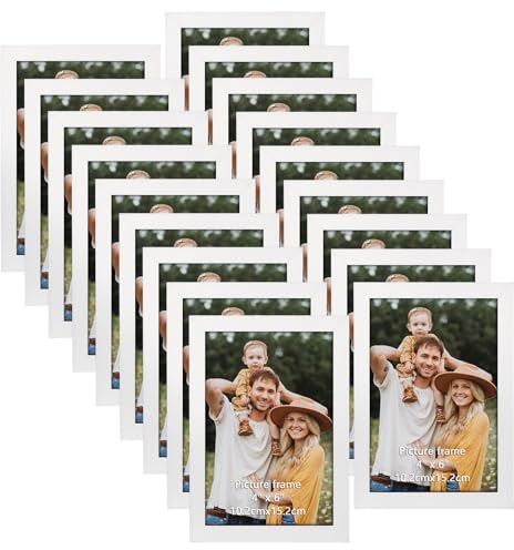 Hoikwo Multiples Juego de 18 Marcos de Fotos 10x15 cm, Blanco Marco Fotos 10x15 cm de PVC para Colgar en la Pared o Sobre la Mesa.