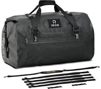 IRON JIA'S Sac Etanche Moto Sac de Voyage Sacoche Arrière MotoSacoches Cavalières Moto Duffel Bag Grande Capacité Durable pour Bateau Canoeing Pêche Camping Piscine Rafting Snowboard