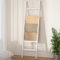 Cozivolife Blanket Ladder 6-Tier,Bamboo Towel Rack with 2 Anti-Tip Straps and 4 Hooks, Easy Assembly Wall-Leaning Rack, Rustic Decorative Farmhouse Storage Shelf (White)