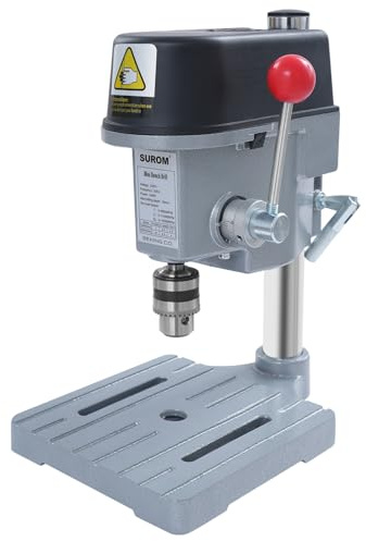 340W Bench Drill Press,Adjustable Speed(3-Level) Portable Bench Machine 5158A,Electric Powered Heavy Duty Pillar Drill Press with Adjustable Drilling Depth Cooling HolesLong Power Cord(4.43 ft)