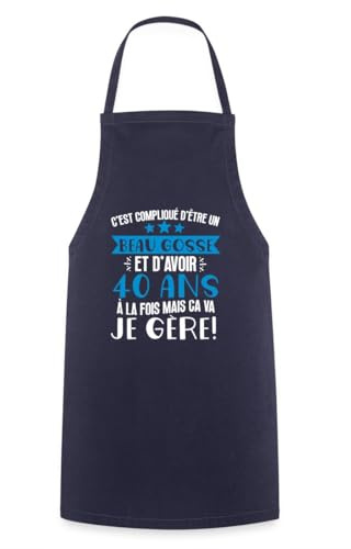 Spreadshirt Anniversaire 40 Ans Beau Gosse Je Gère Cadeau Humour Tablier Cuisine, taille unique, marine