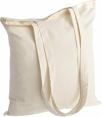 Hyper Mart Pack of 10 reusable grocery cottons bags, 5.5 oz cotton canvas tote, eco friendly super strong washable great choice for promotion branding and gift. Size 38 x 42 x10cm