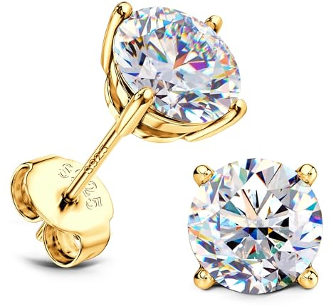 SLLAISS Boucles d'Oreilles Moissanite pour Femme Argent 925 Sterling | Plqué Or Blanc 18K Piercing Oreille Femme Moissanite Earrings Diamant Puce Clou d'Oreille 4-8mm Argenté/doré/Or Rose/Noir