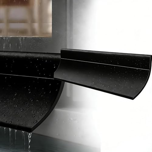 Protection Anti-Pluie Autocollante pour Fenêtres et Portes, Bande d'Étanchéité 170° Flexible et Découpable 300 cm, Déflecteur d'Eau pour Fenêtres Coulissantes et à Battants (Noir, Largeur (6,0 cm))