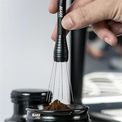 Lapiglo Distribución de espresso con agujas retráctiles, preparación segura de disco de despliegue con un clic, aleación de aluminio y acero inoxidable, color negro