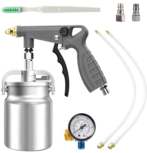 BORDEAG Pistola di protezione sottoscocca per veicoli, con serbatoio da 1000 ml, pistola a spruzzo con tazza di aspirazione, tubo spray a 360° e dritto per protezione sottoscocca del veicolo