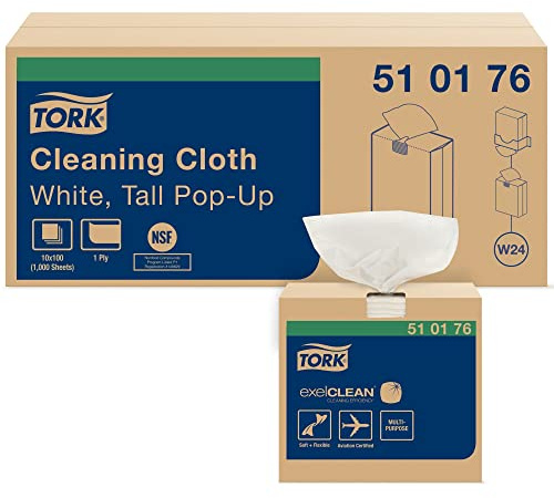 Tork Cleaning Cloth White W24, Pop Up, 10 x 100 sheets, 510176