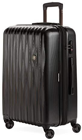 SwissGear 7272 Energie Expandable Hardside Luggage With Spinner Wheels and TSA Lock, Black, Checked-Medium 24-Inch