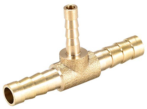 sourcing map 6mm x 4mm x 6mm Raccord Cannelé Tuyau Laiton Réducteur Barbelé Forme T 3 Voie Barbelé Connecteur Air Eau Carburant Gaz