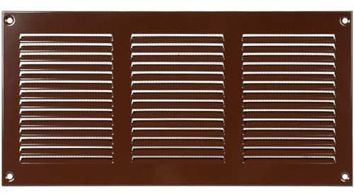 Repa Market 12x6 Inch Air Vent Cover/Brown Galvanized Steel Louvered Grill Cover with Mesh Screen/Wall or Ceiling Vent/Durable Flush Mount HVAC Register for Indoor and Outdoor Ventilation