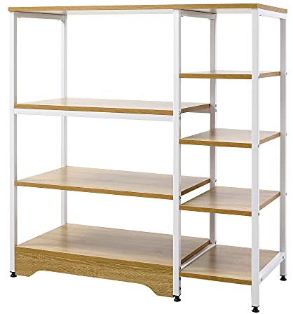 HOMCOM Estante de Cocina con 7 Estantes 90x40x95 cm Madera Natural | Estantería para Microondas Horno Multiusos, para Utensilios, Libros, Plantas