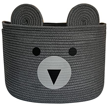 Bigepige Ceste Portagiochi Bambini Contenitori, Cesto Mobile Porta Giocattoli, Organizer Contenitore Giocattoli Baule Scatola Cesta Porta Giochi Bambini, Cesta Portabiancheria Sporca (Orso Grigio,L)
