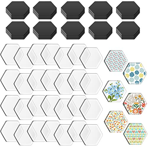 72 Pieces Round Craft Magnets Glass Ceramic Ferrite Magnet with Adhesive Backing and Transparent Clear Glass Gems for DIY Craft Fridge Refrigerator Pendants