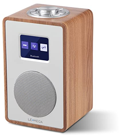 LEMEGA CR4 DAB/DAB+ und UKW Digitalradio,Bluetooth Lautsprecher, DAB Radio,Doppelwecker,Küchen/Schlaf/Snooze Timer,Farbdisplay,Kopfhöreranschluss,Holzoptik,Netzbetrieb - Walnuss