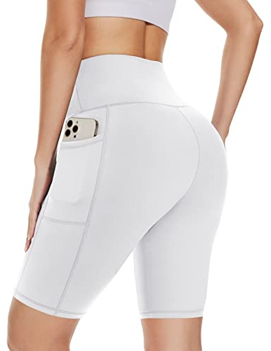 DDOBB Cycling Shorts Women with Pockets High Waist Tummy Control Gym Shorts