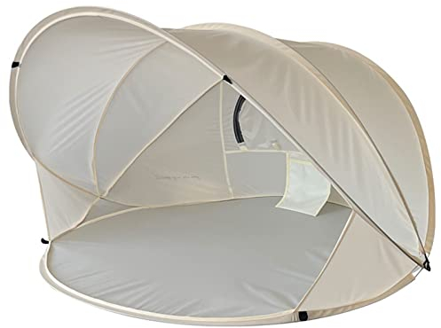 HYPIQQ Strandmuschel Pop Up Uv Schutz Strandzelt Sonnenschutz Strand, Mini-Packmaß, Strandzelt, Sonnenschutz & Windschutz Für Den Strand,Beige