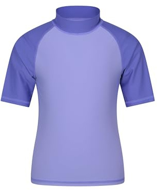 Mountain Warehouse Maillot Anti-UV à Manches Courtes pour Enfant - Rashguard Protection Solaire UPF50+, Haut Maillot de Bain Fille et garçon - Été, Natation, plongée Violet Sombre 5-6 Ans