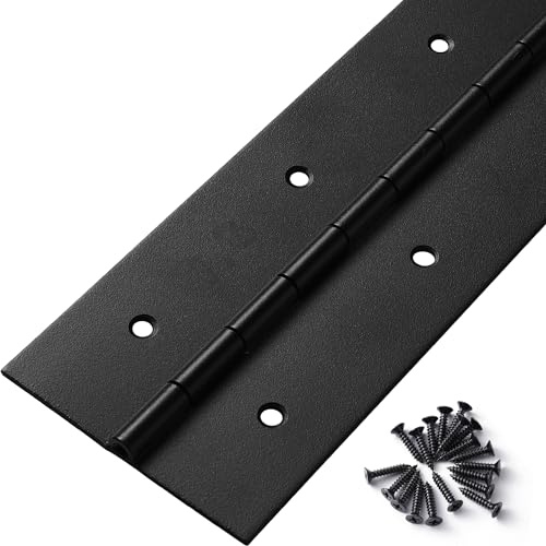 Heavy Duty Piano Hinge 20 Inch x 3 Inch Width, True 0.060'' Thick Stainless Steel Black Piano Hinge for Heavy Duty Cabinet, Door, Toolbox, Wooden Box, Metal Plate, Furniture, Industrial Project