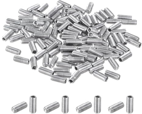 QUARKZMAN 120 Stück Innensechskant Madenschrauben, M2,5x6mm, 304 Edelstahl, Flacher Spitzen-Grubenschrauben-Satz für Türgriffe, Reparatur von Leuchten