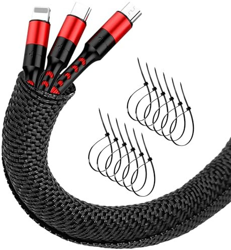 Cord Protectors from Pets No Chew, 16ft-1/2inch Dog Cat Proof Wire Covers for Rabbits Cable Sleeve Management, Split Braided Sleeve Wire Loom Tubing,Automotive Wire Protector Wrap, Black