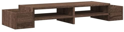 vidaXL Skärmställ med förvaring brun ek 100x27x15 cm konstruerat trä, ställ för monitor, datorställ, monitorstativ, ställ för monitorer, monitorställ