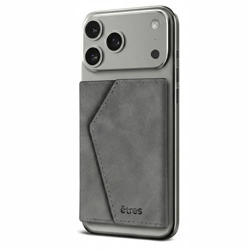 TECHMADE ETRES Smart ICON Easy Wallet – MagSafe-plånbok med RFID-kortplats, ultratunn, iPhone-kompatibel, minimalistisk design, matt svart, grå