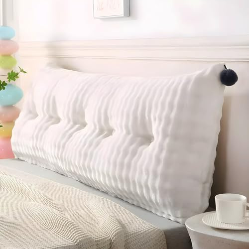 Shuyeon Rückenkissen, keilkissen, Rückenkissen für Bett und Sofa, Gemütliches Lesekissen mit removableem Bezug & praktischem Seitenfach - Ideal zum Anlehnen im Bett
